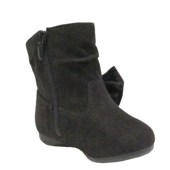Wonder Nation Infant Black Side Zip Slouch Boots With Bow Detail Size 3 - Picture 5 of 10